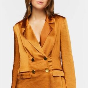 Forever 21 Satin Double-Breasted Blazer Split Sleeve Size S